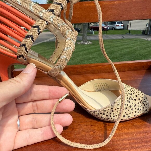 NEW Dolce Vita Hexen Lace Up Calf Hair Leopard Print Stilettos Cage Pumps/Heels - Picture 13 of 14